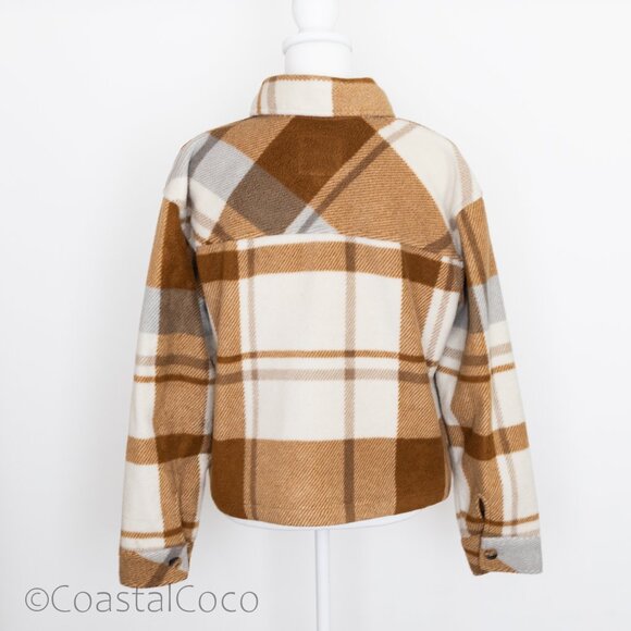 Thread Supply Auria Plaid Fleece Jacket M Oversized Coastal Flannel Scandi - Picture 4 of 15